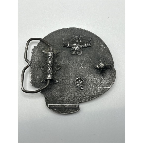 HARLEY DAVIDSON VINTAGE 75 YEAR ANNIVERSARY PEWTER 1978 AMF BELT BUCKLE - Picture 3 of 7